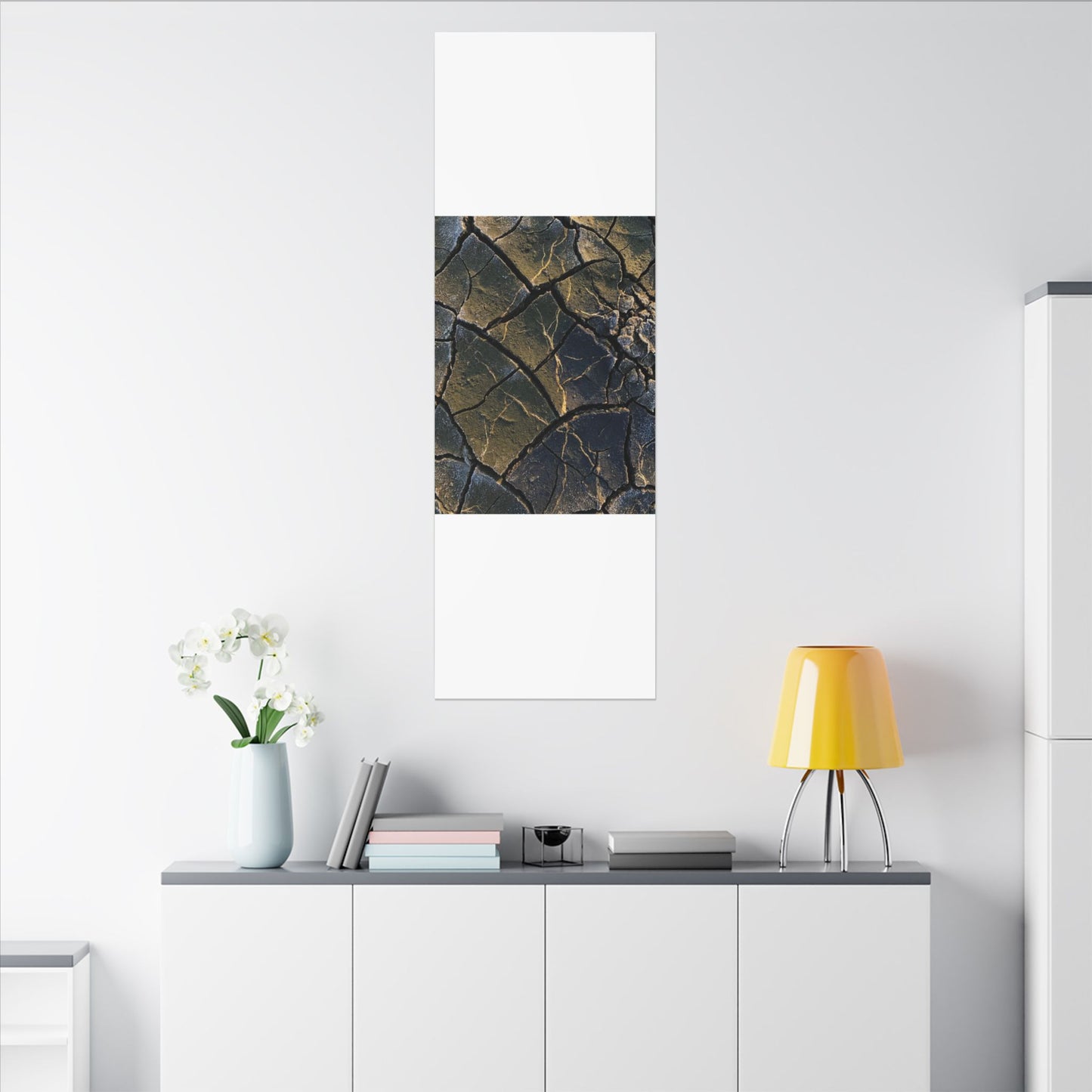 Winter Cracked Earth Moody Minimal Canvas Art | Atmospheric Decor