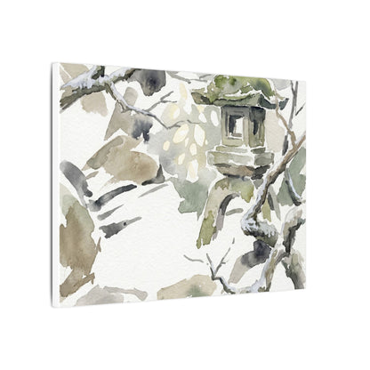 Elegant Stone Lantern Canvas Art - Watercolor Japandi
