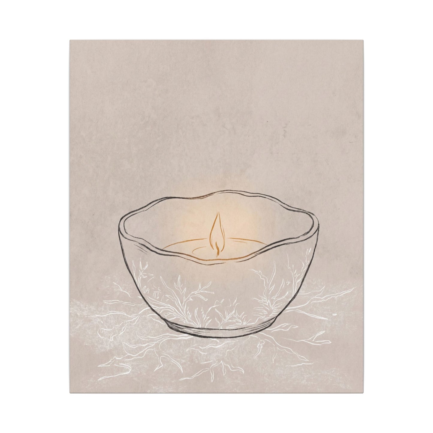 Ceramic Bowl Minimal Line Canvas Art | Neutral Japandi Art