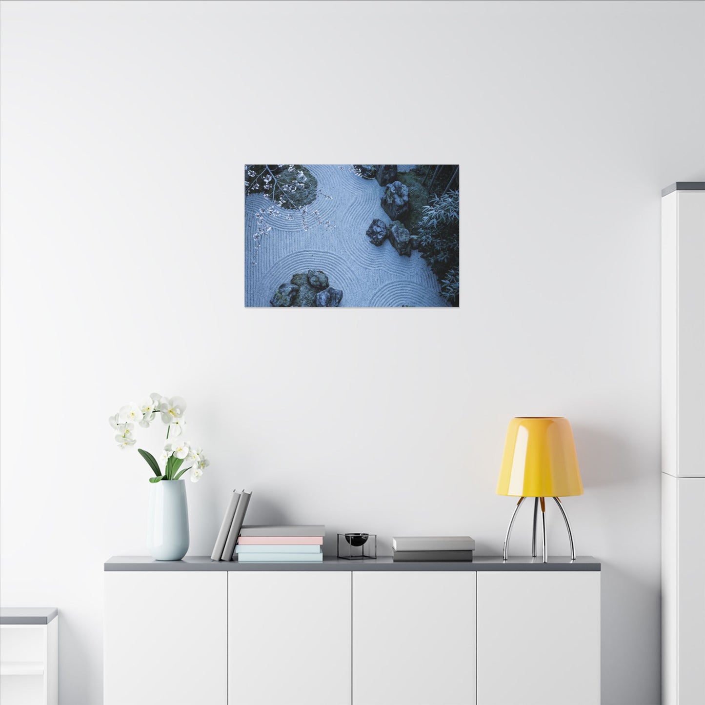 Contemplative Cherry Blossom Canvas Art - Karesansui Zen
