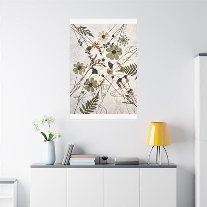 Japandi Dried Flowers in Golden Hour | Japanese Pattern Canvas Art