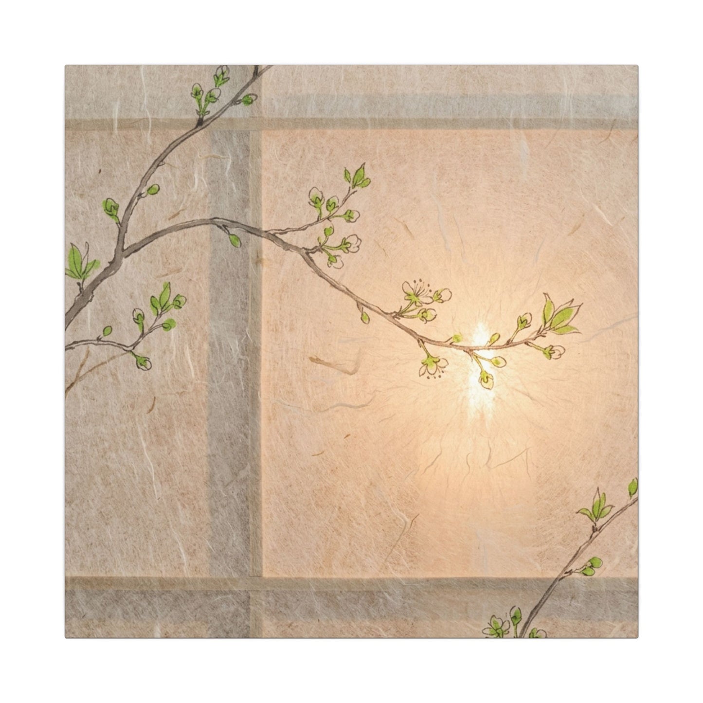 Shoji Screen Canvas Art | Spring Japandi Minimal Line Art