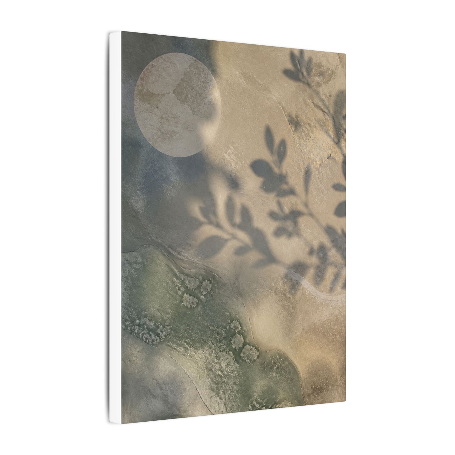 Japandi Shadow Play in Moonlight | Texture Canvas Art