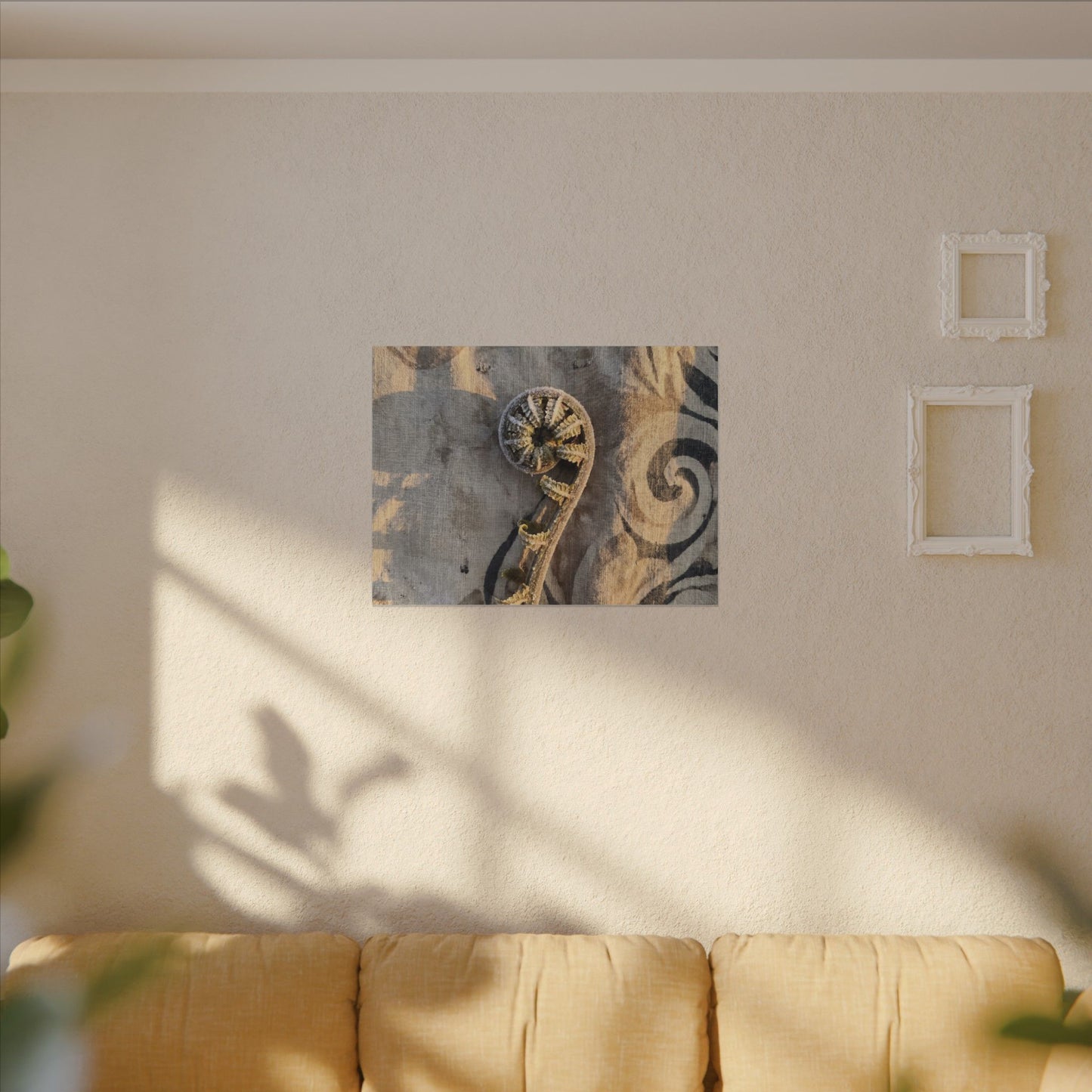 Fern Unfurling Canvas Art | Winter Japandi Japanese Pattern Art