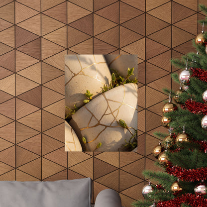 Artful Broken Pottery Wall Art Print - Gold Vein Kintsugi