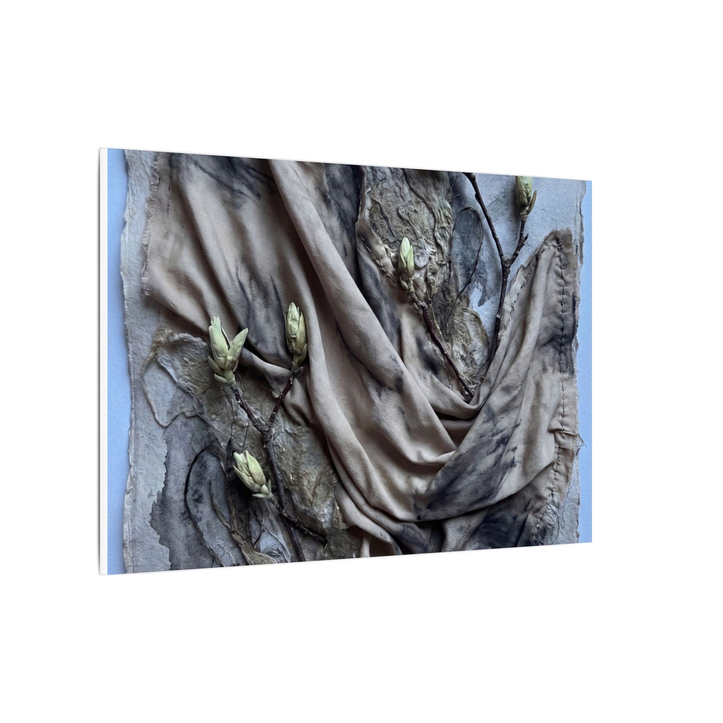 Japandi Silk Drape in Moonlight | Texture Canvas Art