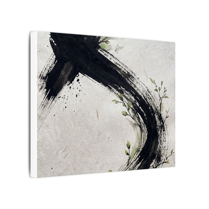 Ink Brushstroke Spring Canvas Art | Dark Japandi Sophisticated Design
