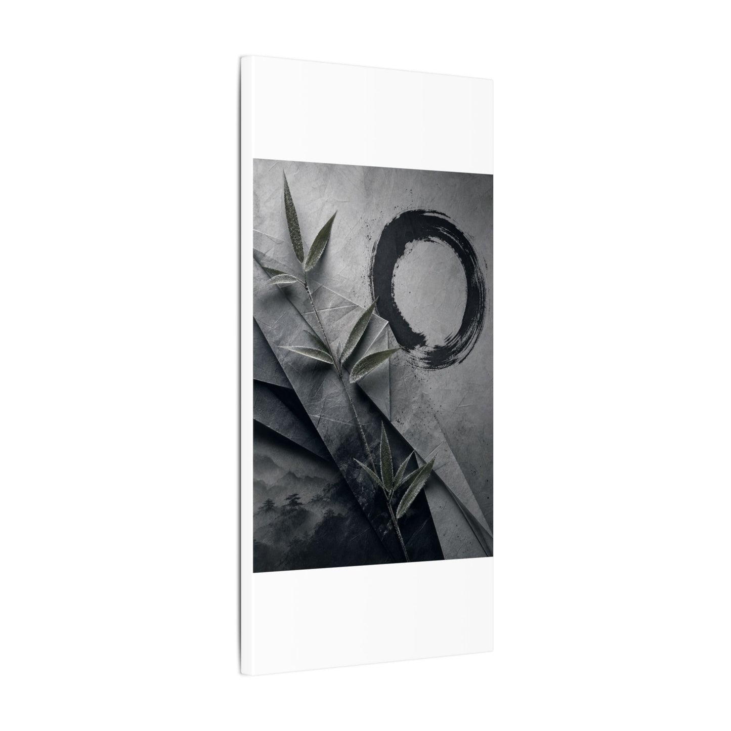 Winter Paper Fold Enso Canvas Art | Serene Decor