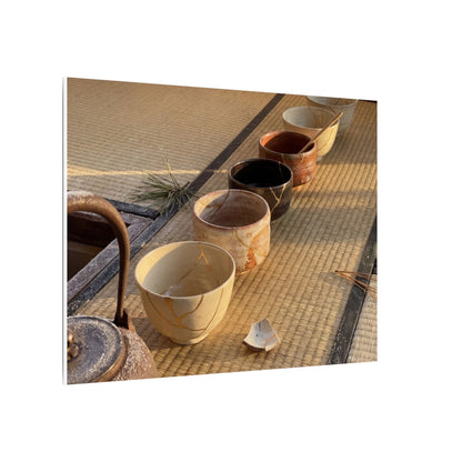 Kintsugi Tea Ceremony in Golden Hour | Gold Repair Canvas Art