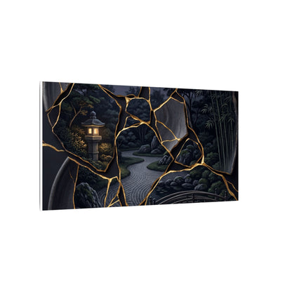 Kintsugi Moonlit Garden in Golden Hour | Gold Repair Canvas Art