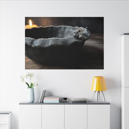 Ceramic Bowl Canvas Art | Winter Dark Japandi Shadow Zen Art
