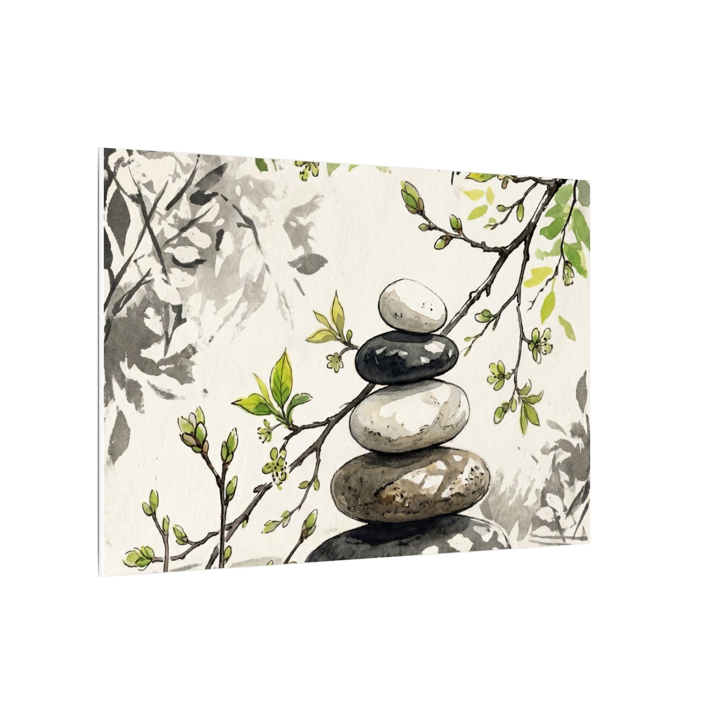 Spring River Stones Japanese Pattern Canvas Art | Elegant Decor