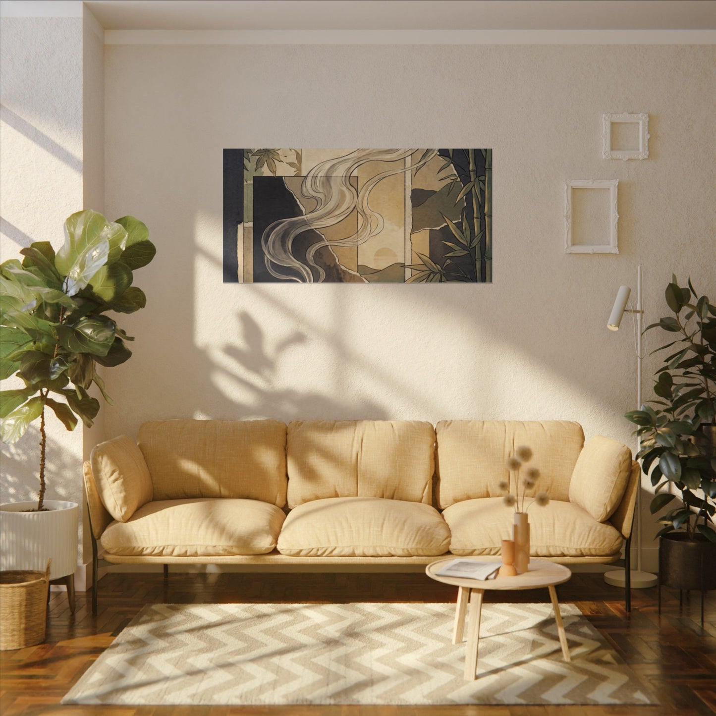 Tranquil Incense Smoke Canvas Art - Ukiyo E Inspired Zen