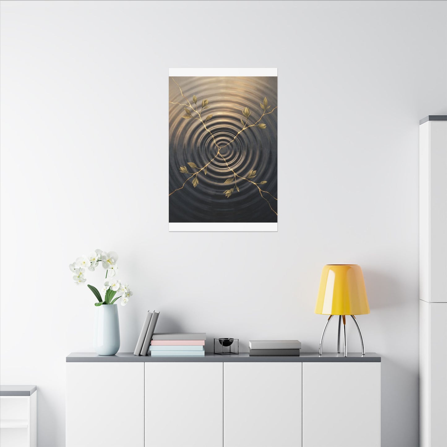 Kanso Water Ripple Canvas Art - Kintsugi Gold Vein