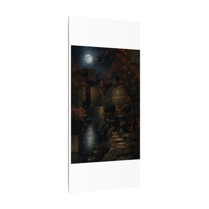 Moonlight Moonlit Garden Canvas Art - Dark Japandi Shibui