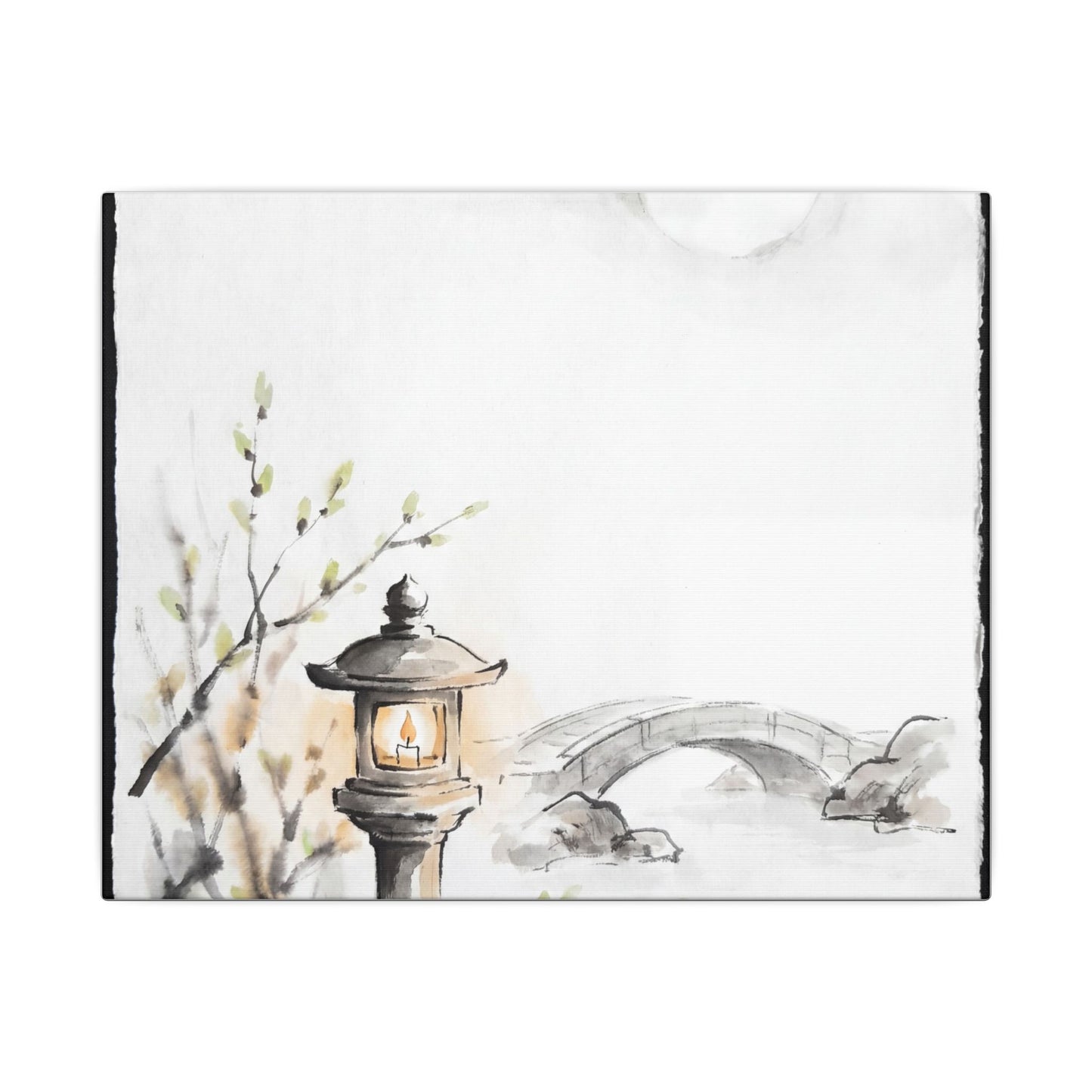 Moonlit Garden Spring Canvas Art | Zen Contemplative Design