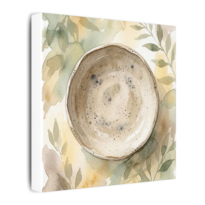 Ceramic Bowl Watercolor Canvas Art | Warm Japandi Art