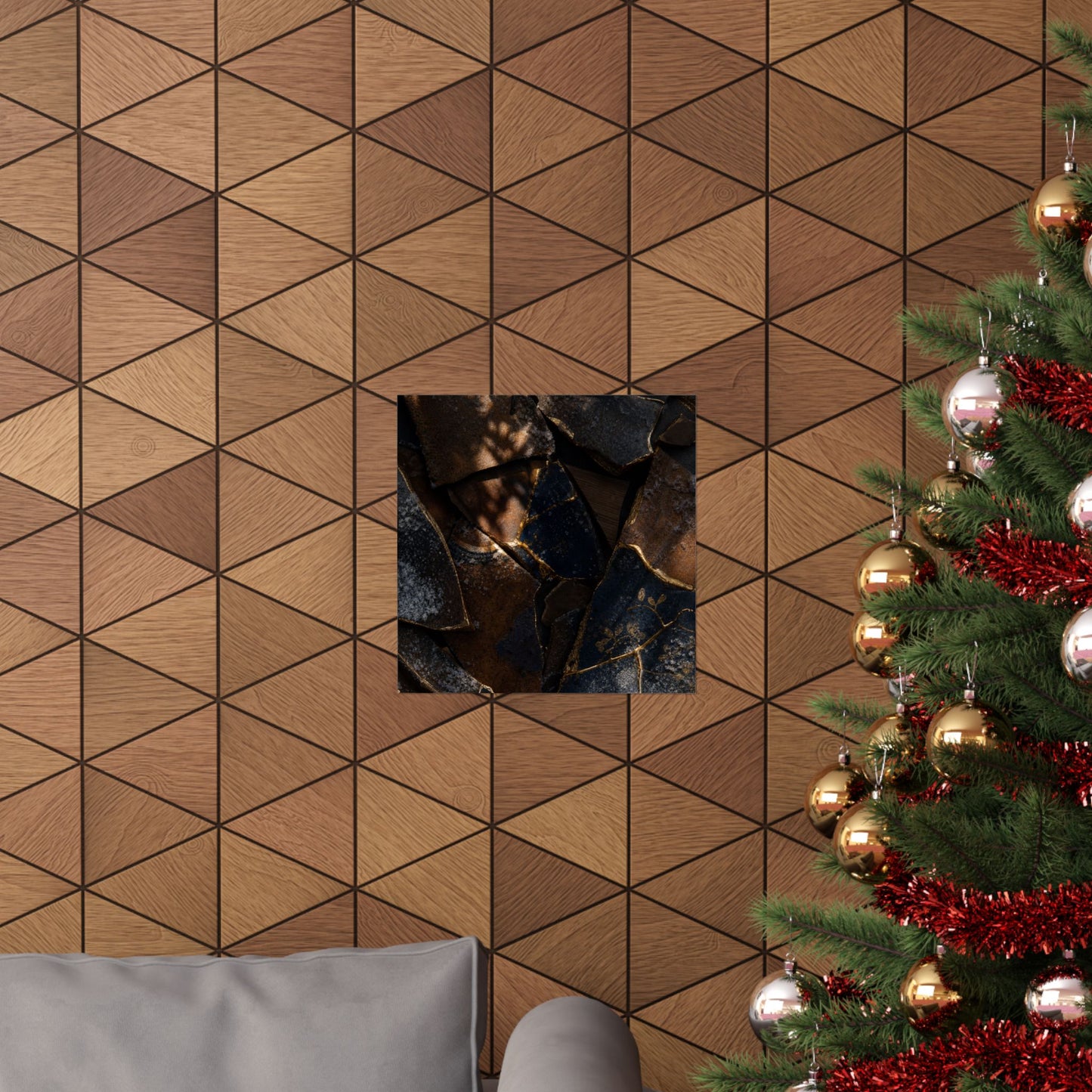 Fukinsei Broken Pottery Wall Art Print - Dark Japandi Dark Texture