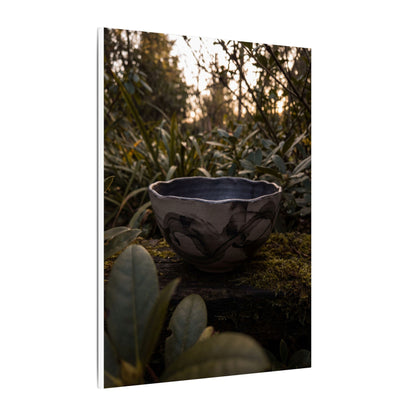 Ceramic Bowl Canvas Art | Summer Dark Japandi Charcoal Ink Art