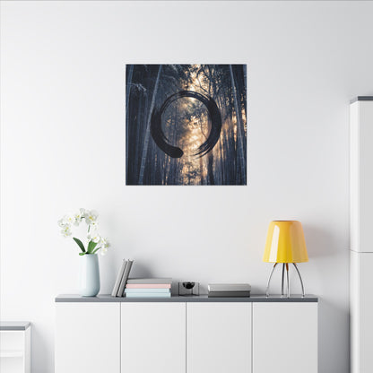 Bamboo Grove Canvas Art | Winter Zen Enso Art