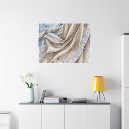 Silk Drape Winter Canvas Art | Japandi Cozy Design