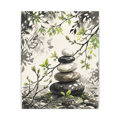 Spring River Stones Japanese Pattern Canvas Art | Elegant Decor
