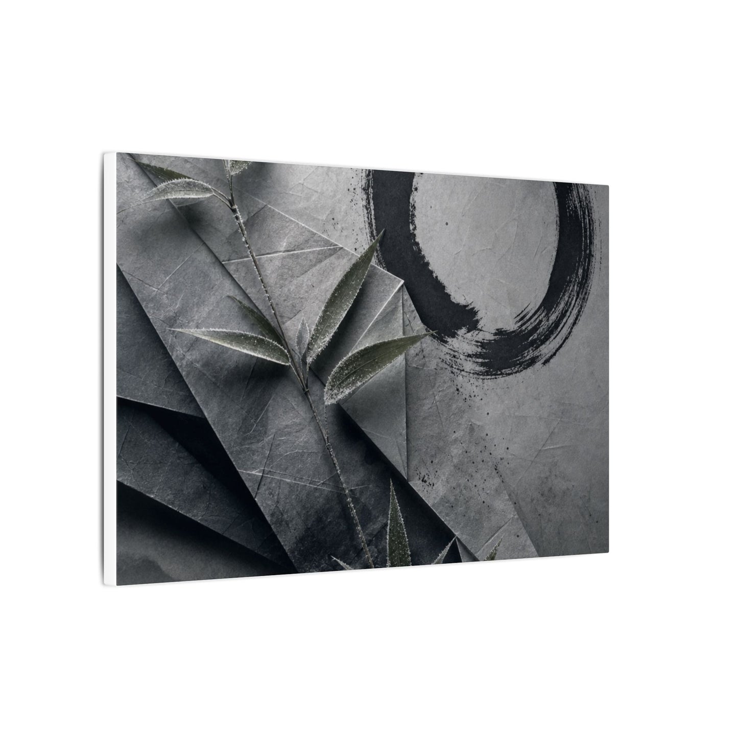 Winter Paper Fold Enso Canvas Art | Serene Decor