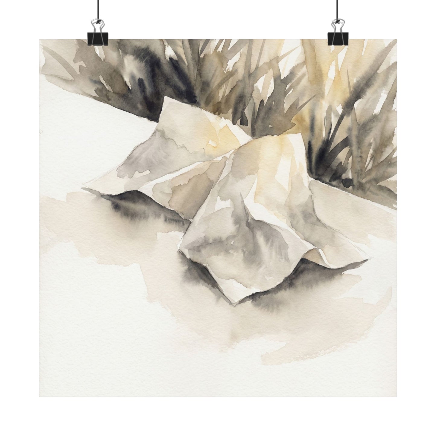 Summer Paper Fold Watercolor Wall Art Print | Warm Decor Art Print
