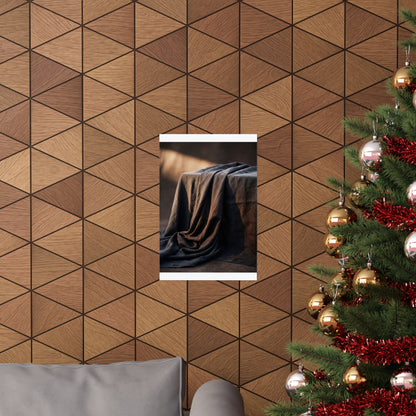 Dark Japandi Silk Drape in Golden Hour | Shadow Zen Wall Art Print