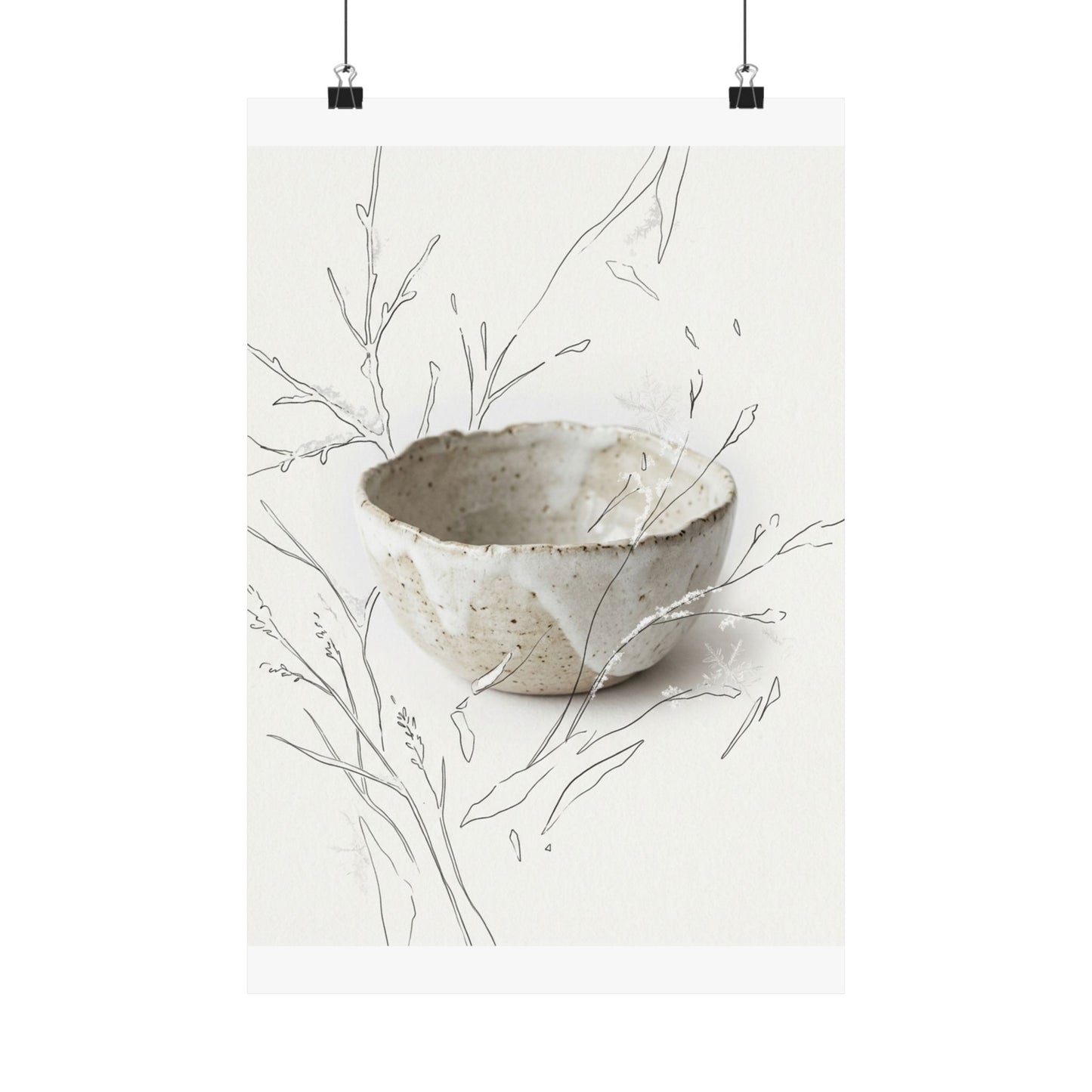 Japandi Ceramic Bowl in Overcast | Minimal Line Wall Art Print