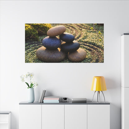 Zen River Stones in Golden Hour | Karesansui Canvas Art