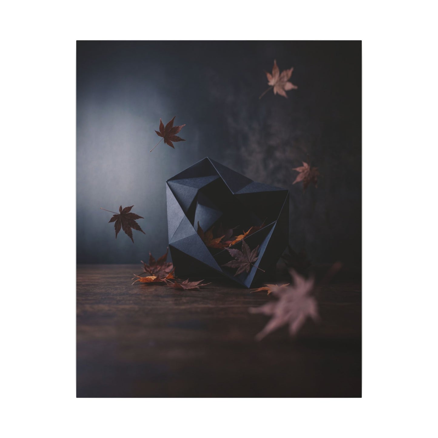 Dark Japandi Paper Fold in Dawn | Shadow Zen Canvas Art