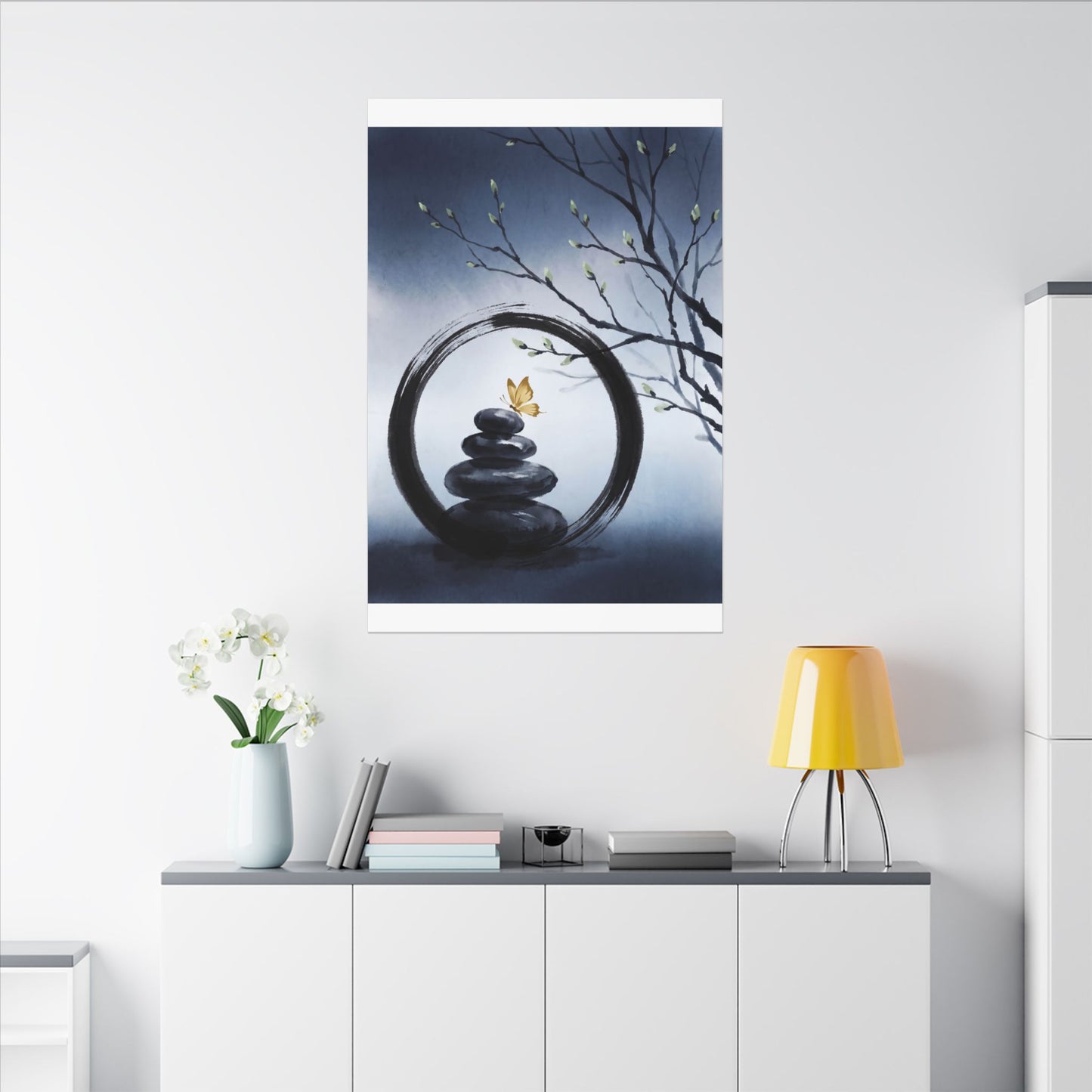 River Stones Spring Canvas Art | Zen Peaceful Design
