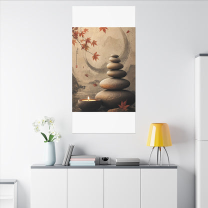 Japandi River Stones in Candlelight | Japanese Pattern Canvas Art