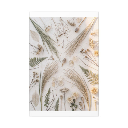 Elegant Dried Flowers Canvas Art - Japanese Pattern Japandi