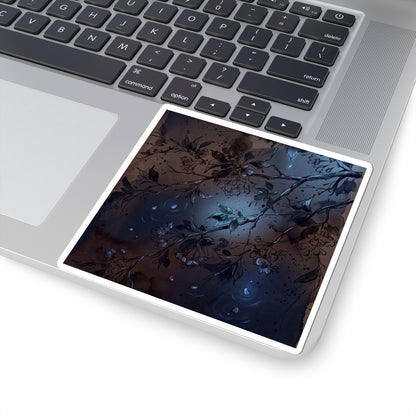 Dark Japandi Cherry Blossom in Moonlight | Charcoal Ink Sticker