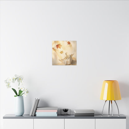 Japandi Paper Fold in Golden Hour | Watercolor Canvas Art