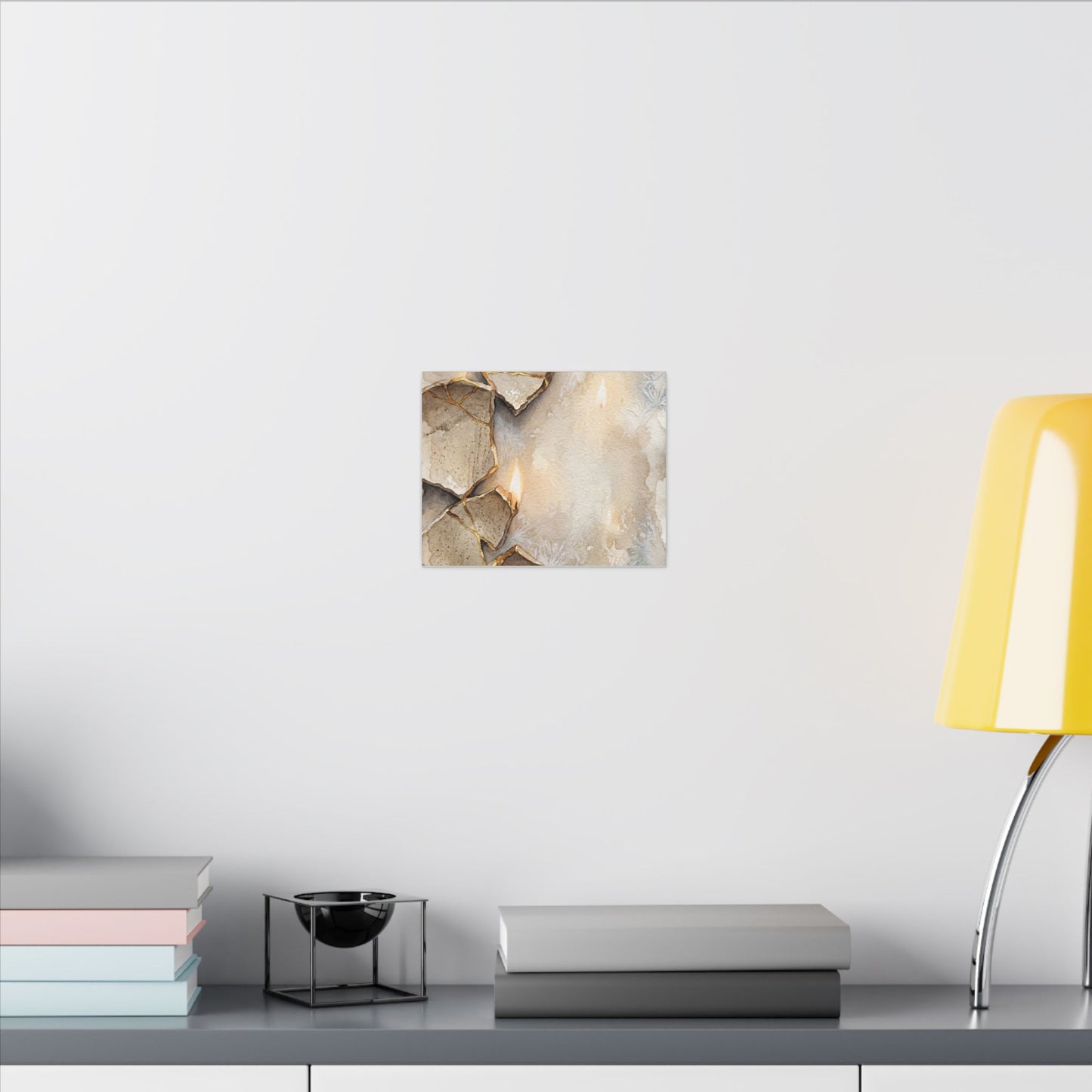 Broken Pottery Winter Canvas Art | Japandi Warm Design