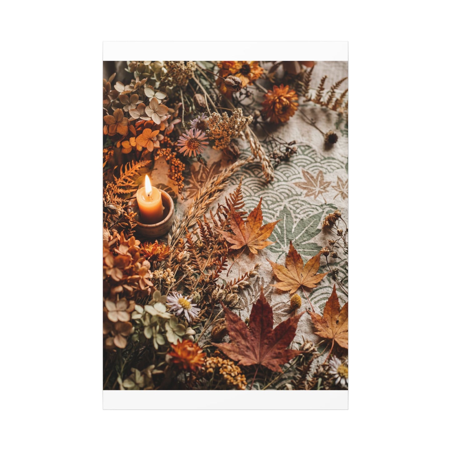 Candlelight Dried Flowers Canvas Art - Japandi Seijaku