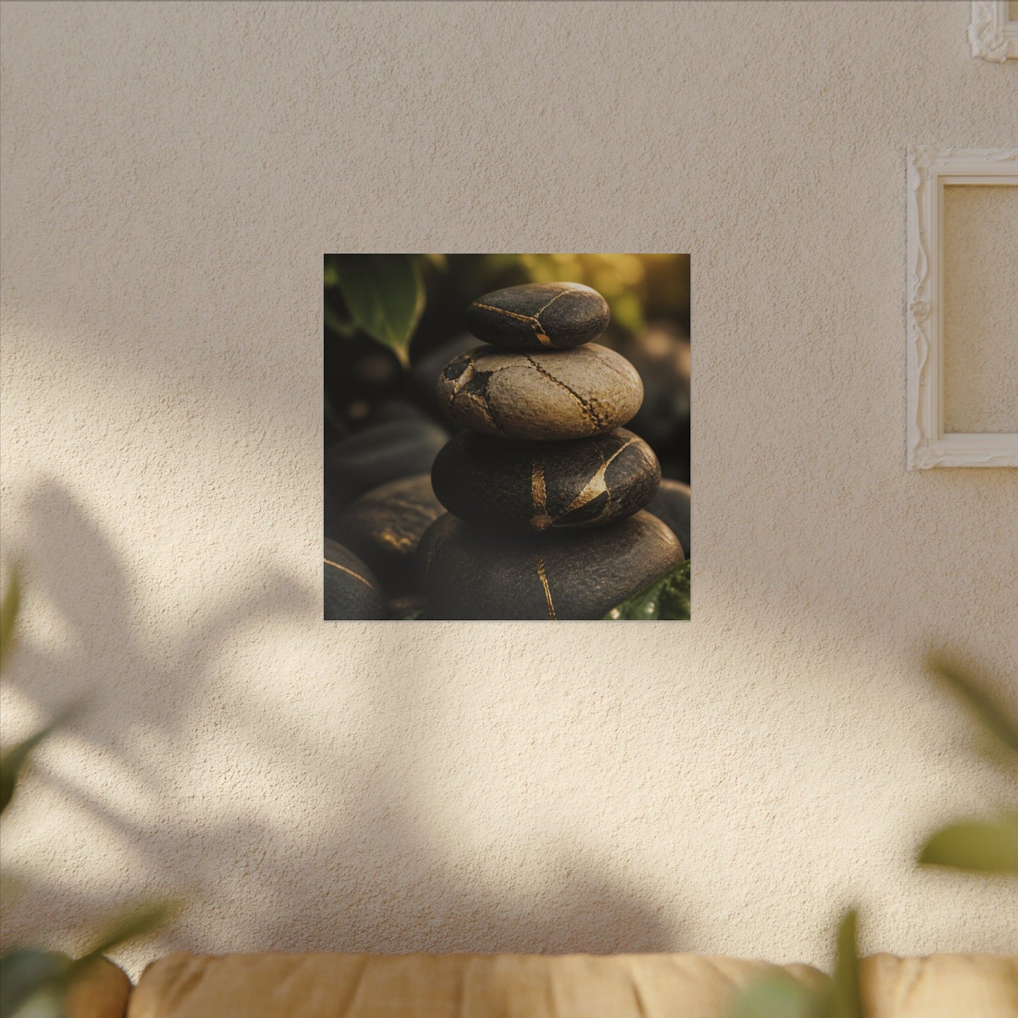Summer River Stones Broken Beauty Canvas Art | Healing Decor