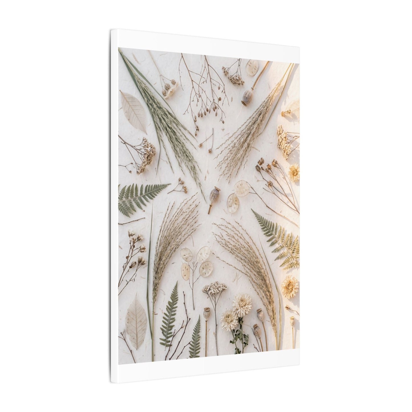 Elegant Dried Flowers Canvas Art - Japanese Pattern Japandi