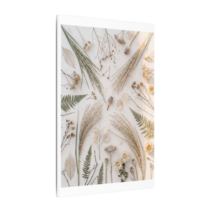 Elegant Dried Flowers Canvas Art - Japanese Pattern Japandi