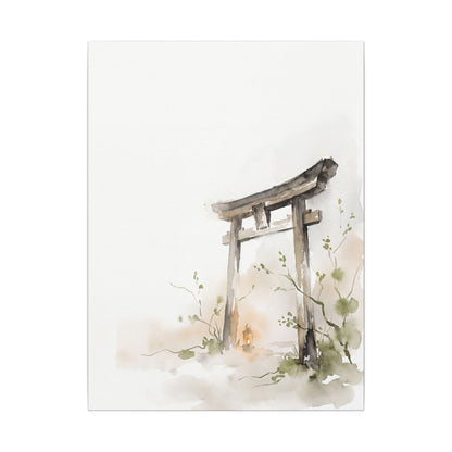 Fukinsei Torii Gate Canvas Art - Japandi Watercolor