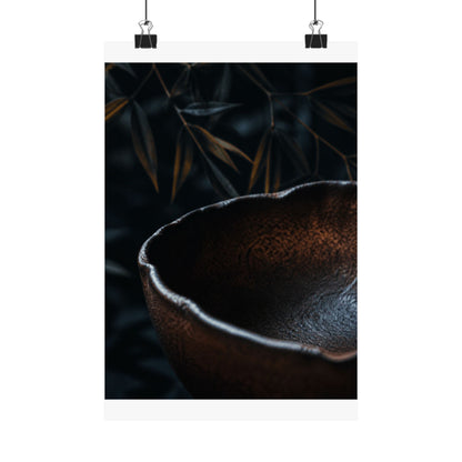 Moonlight Ceramic Bowl Wall Art Print - Dark Japandi Kanso
