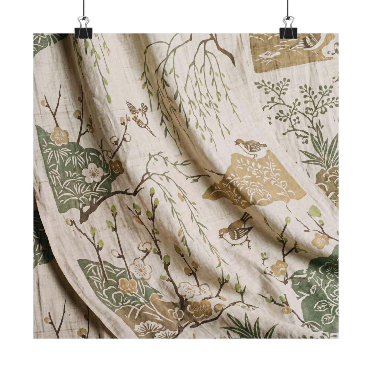 Silk Drape Japanese Pattern Wall Art Print | Neutral Japandi Art