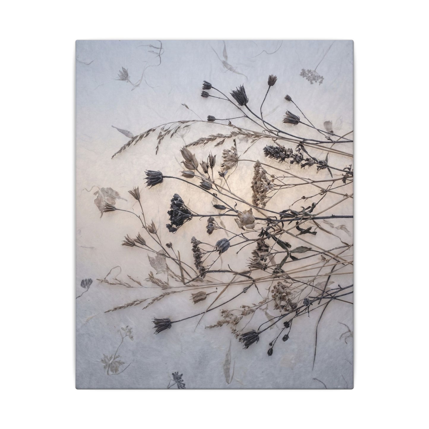Elegant Dried Flowers Canvas Art - Japanese Pattern Japandi