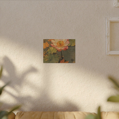 Autumn Lotus Flower Herbarium Canvas Art | Rustic Decor