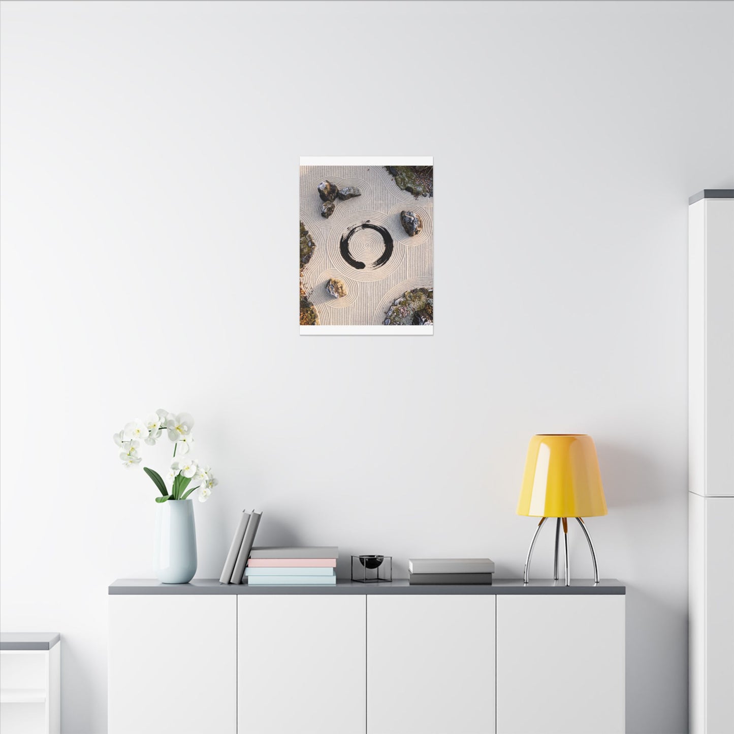 Rock Garden Canvas Art | Winter Zen Enso Art