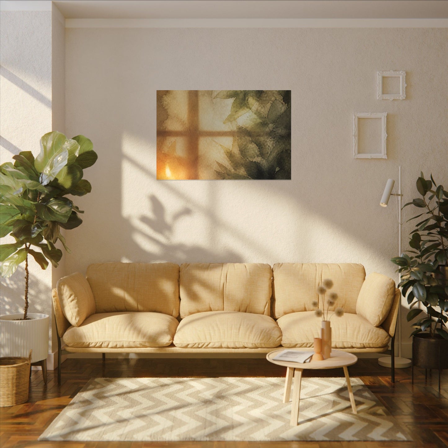 Cozy Shoji Screen Canvas Art - Watercolor Japandi