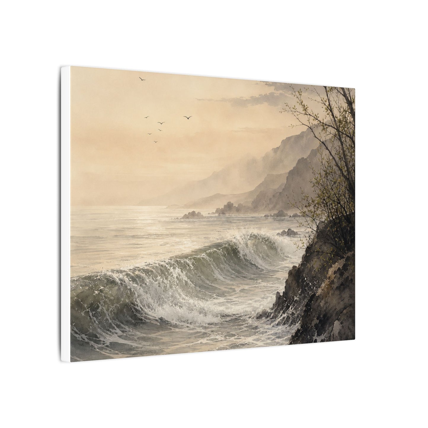Ocean Wave Spring Canvas Art | Japandi Elegant Design
